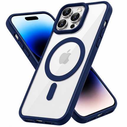 Clear Magnetic Case with Soft Silicone Bumper for iPhone 14 Pro