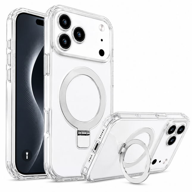 Carbon Wireless Charging Case con Ring Stand para iPhone 17 Pro Max