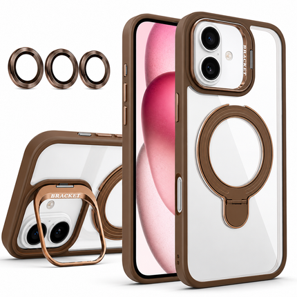 Magnetic Clear Case with 2 Kickstand & Camera Lens - DESERT TITANIUM for iPhone 16 Plus