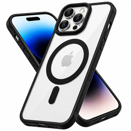 Clear Magnetic Case with Soft Silicone Bumper for iPhone 14 Pro