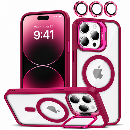 Transparent Silicone Case with Camera Stand & Camera Lens Protector for iPhone 15 Pro Max