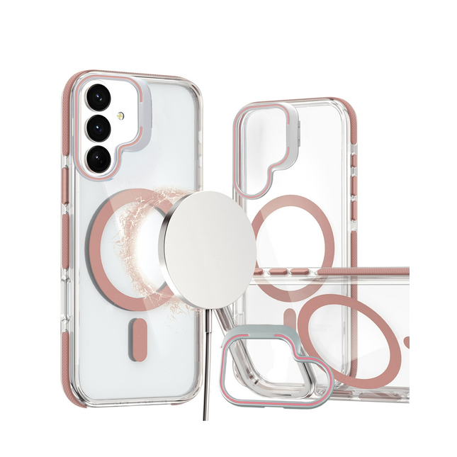 Thin Magnetic Clear Case with Camera Stand Kickstand for Galaxy S26 Plus